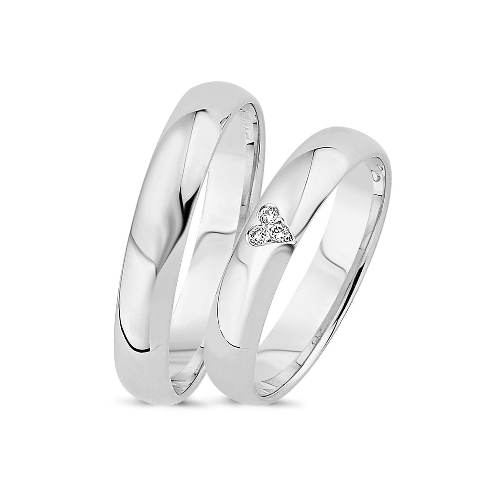 LOVE by Nuran 14kt Hvidguld Vielsesring (Damering) med i alt 0,03ct Brillanter A4002