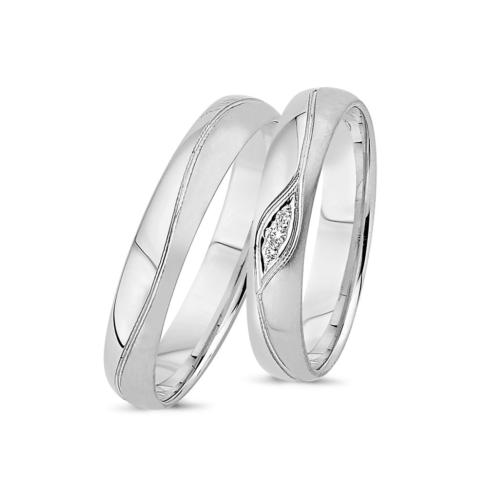 LOVE by Nuran 14kt Hvidguld Vielsesring (Herrering) A4055