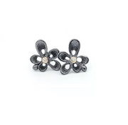 Per Borup Violina Sort oxyderet sølv ørestik med 14kt guld og i alt 0,02ct Diamant 1005ØSX