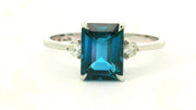 Bidstrup 14kt Hvidgulds Ring med London Blå Topas og 0,08ct Diamanter YY24492